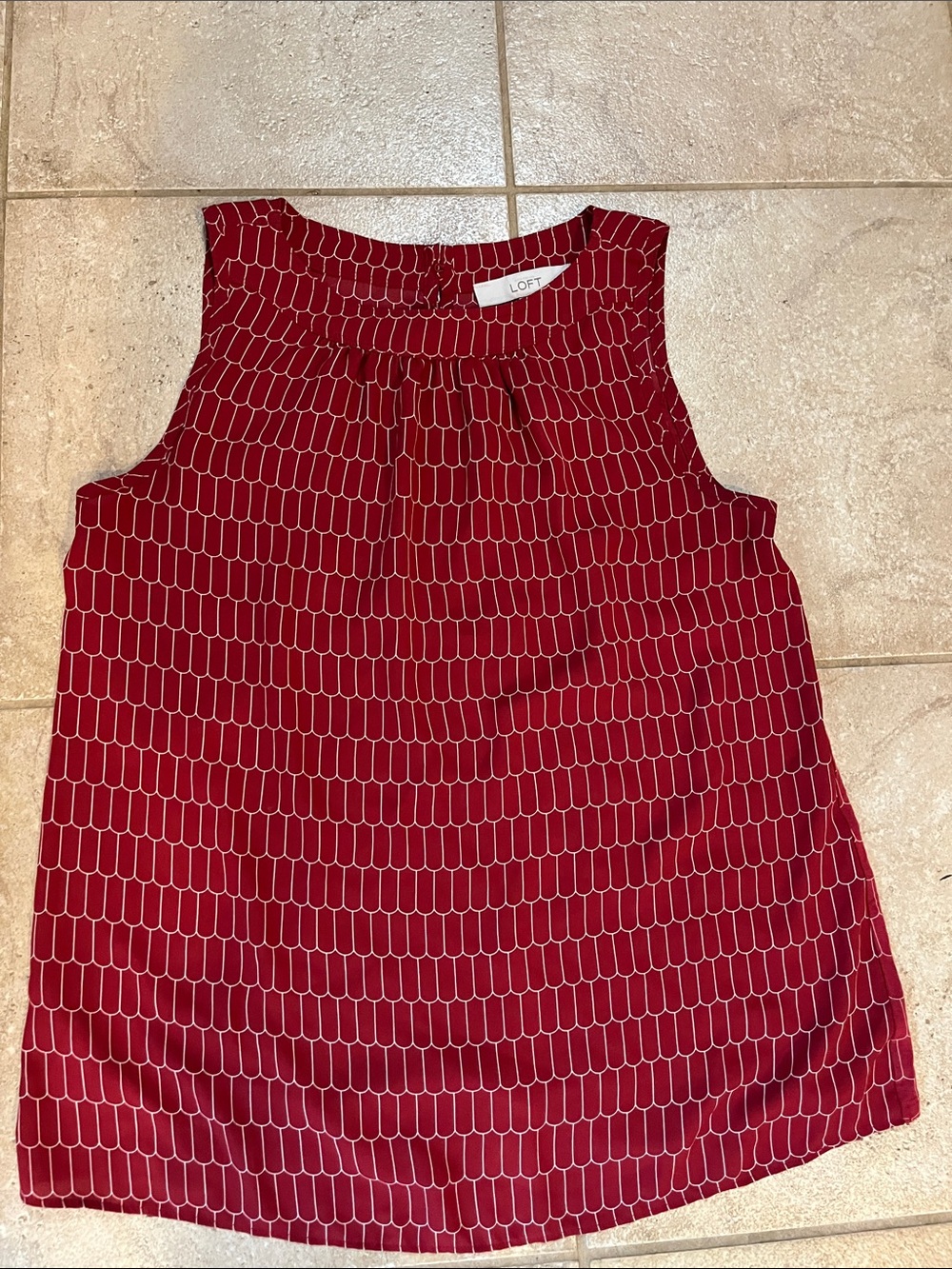 LOFT Crimson Geometric Sleeveless Blouse/Shell